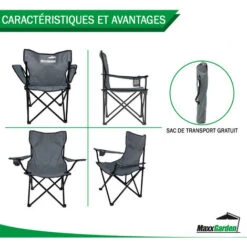 Chaise De Camping - Chaise De Pêche - Pliante - Gris - MaxxGarden -Promos Garde Plante Boutique 89716453 5