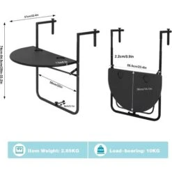 WOLTU Table De Balcon Suspendue. Petite Table Murale Rabattable Avec 3 Hauteurs Réglables. En Aspect Rotin. Noir CPT8143sz -Promos Garde Plante Boutique 89720308 4