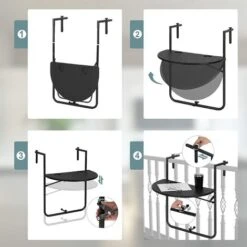 WOLTU Table De Balcon Suspendue. Petite Table Murale Rabattable Avec 3 Hauteurs Réglables. En Aspect Rotin. Noir CPT8143sz -Promos Garde Plante Boutique 89720308 5