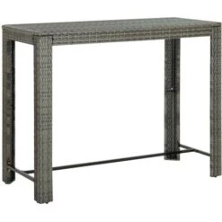 Table De Bar De Jardin Gris 140,5x60,5x110,5 Cm Résine Tressée