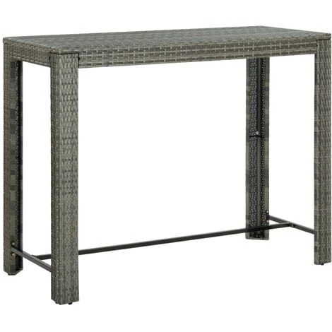 Table De Bar De Jardin Gris 140,5x60,5x110,5 Cm Résine Tressée 3 Table De Bar De Jardin Gris 140,5x60,5x110,5 Cm Résine Tressée