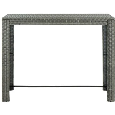 Table De Bar De Jardin Gris 140,5x60,5x110,5 Cm Résine Tressée 4 Table De Bar De Jardin Gris 140,5x60,5x110,5 Cm Résine Tressée – Image 2