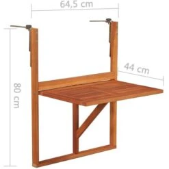 Table Suspendue De Balcon Table D'extérieur - 64,5x44x80 Cm Bois D'acacia Massif BV906622 - BonneVie -Promos Garde Plante Boutique 90041403 5