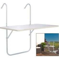 Table Suspendue De Balcon Table D'extérieur - Pliable Blanc 60x40x1,2 Cm BV607407 - BonneVie