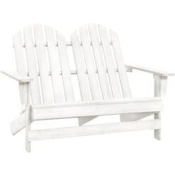 Chaise De Jardin - Chaise D'extérieur Pour Terrasse/jardin Adirondack 2 Places Bois De Sapin Massif Blanc BV179775 - BonneVie
