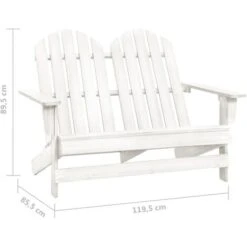 Chaise De Jardin - Chaise D'extérieur Pour Terrasse/jardin Adirondack 2 Places Bois De Sapin Massif Blanc BV179775 - BonneVie -Promos Garde Plante Boutique 90457310 5