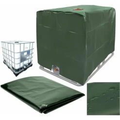 Bâche De Réservoir D'eau, Bâche Couverture Réservoir IBC Pour Cuve 1000L, Capôt De Protection Container Citerne Eau, Anti-poussière Anti-UV Anti-Pluie, 120x100x116cm (vert)