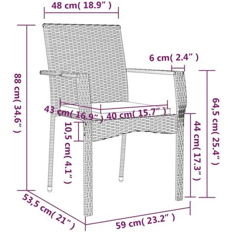 Mobilier à Dîner De Jardin 9pcs Et Coussins Noir Résine Tressée VidaXL 5 Mobilier à Dîner De Jardin 9pcs Et Coussins Noir Résine Tressée VidaXL – Image 3