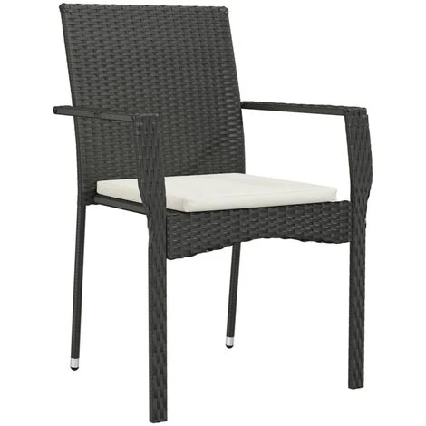 Mobilier à Dîner De Jardin 9pcs Et Coussins Noir Résine Tressée VidaXL 6 Mobilier à Dîner De Jardin 9pcs Et Coussins Noir Résine Tressée VidaXL – Image 4