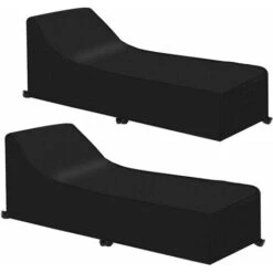 Housse De Chaise Longue De Jardin Imperméable Et Coupe-Vent En Tissu Oxford 420D Pour Chaise Longue, Chaise Longue (200 X 75 X 40/70CM) - Paquet De 2