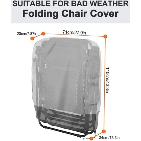 Housse De Protection Pour Chaise Longue Pliante, Housse De Rangement 420D Oxford Pour Fauteuil Relax, Imperméable, Anti-UV, Protège Contre Les Dommages Dus à La Corrosion 4 Housse De Protection Pour Chaise Longue Pliante, Housse De Rangement 420D Oxford Pour Fauteuil Relax, Imperméable, Anti-UV, Protège Contre Les Dommages Dus à La Corrosion – Image 2