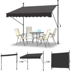 AUFUN Store Banne Manuelle Store Pour Balcon(300cm,Gris Foncé)