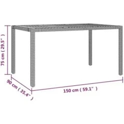 Table De Jardin Plateau En Bois Noir Résine Tressée Bois Massif VidaXL -Promos Garde Plante Boutique 91063808 3