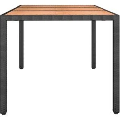 Table De Jardin Plateau En Bois Noir Résine Tressée Bois Massif VidaXL -Promos Garde Plante Boutique 91063808 4