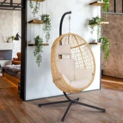 Fauteuil Oeuf Suspendu Ajouré Effet Rotin Avec Coussin écru 10 Fauteuil Oeuf Suspendu Ajouré Effet Rotin Avec Coussin écru -Promos Garde Plante Boutique 91245124 4