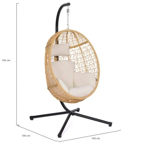 Fauteuil Oeuf Suspendu Ajouré Effet Rotin Avec Coussin écru 7 Fauteuil Oeuf Suspendu Ajouré Effet Rotin Avec Coussin écru – Image 5