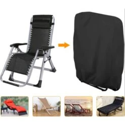 Housse De Chaise De Terrasse Résistante Aux UV Et Au Vent Pour Meubles De Terrasse Chaise Longue Pliante Avec Sac De Transport Oxford Noir -Promos Garde Plante Boutique 91753455 3