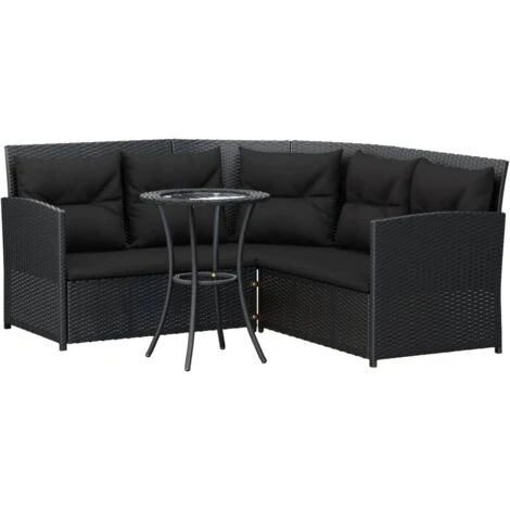 Ensemble De Canapés En L 2pcs Avec Coussins Noir Résine Tressée VidaXL 3 Ensemble De Canapés En L 2pcs Avec Coussins Noir Résine Tressée VidaXL