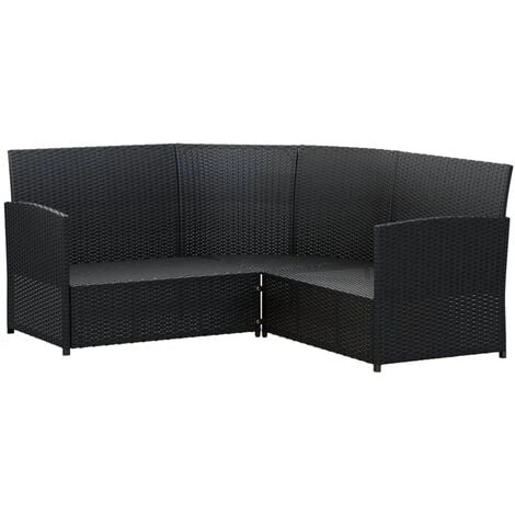 Ensemble De Canapés En L 2pcs Avec Coussins Noir Résine Tressée VidaXL 6 Ensemble De Canapés En L 2pcs Avec Coussins Noir Résine Tressée VidaXL – Image 4
