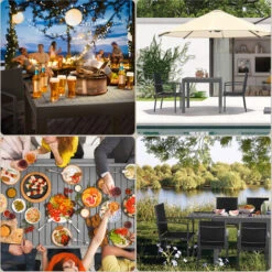 （Set Of 4）Table De Jardin Extensible Aluminium Métal époxy, Gris Foncé, Plateau De Table Gris Foncé -Promos Garde Plante Boutique 91839554 3