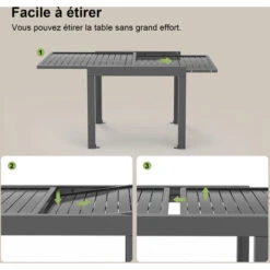 （Set Of 4）Table De Jardin Extensible Aluminium Métal époxy, Gris Foncé, Plateau De Table Gris Foncé -Promos Garde Plante Boutique 91839554 4