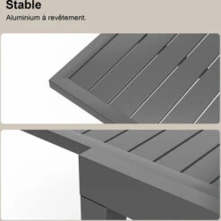 （Set Of 4）Table De Jardin Extensible Aluminium Métal époxy, Gris Foncé, Plateau De Table Gris Foncé -Promos Garde Plante Boutique 91839554 5