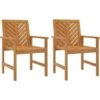 Chaises à Dîner De Jardin 2 Pcs Bois Massif D'acacia VidaXL
