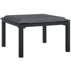 Repose-pied De Jardin Avec Coussin Noir Et Gris Résine Tressée VidaXL