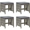 JOLI® Mode Tabourets De Jardin 4 Pcs - Chaises D'extérieur Avec Coussins Résine Tressée Gris TOP57689 -Promos Garde Plante Boutique 92517030 1