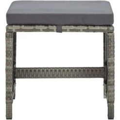 JOLI® Mode Tabourets De Jardin 4 Pcs - Chaises D'extérieur Avec Coussins Résine Tressée Gris TOP57689 -Promos Garde Plante Boutique 92517030 3