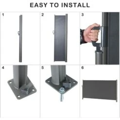 Soges Store Latéral Extensible étanche Protection Solaire écran De Confidentialité Pour Balcon, Terrasse, Jardin Protection Contre Le Vent, 300cm X 160cm Gris -Promos Garde Plante Boutique 92695174 3