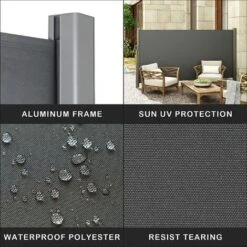 Soges Store Latéral Extensible étanche Protection Solaire écran De Confidentialité Pour Balcon, Terrasse, Jardin Protection Contre Le Vent, 300cm X 160cm Gris -Promos Garde Plante Boutique 92695174 5