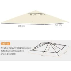 OUTSUNNY Toile De Rechange Pour Pavillon Tonnelle Tente 3 X 3 M Polyester Haute Densité 180 G/m² Revêtement PA Anti-UV Crème -Promos Garde Plante Boutique 92698038 3