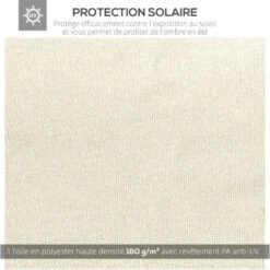 OUTSUNNY Toile De Rechange Pour Pavillon Tonnelle Tente 3 X 3 M Polyester Haute Densité 180 G/m² Revêtement PA Anti-UV Crème -Promos Garde Plante Boutique 92698038 4