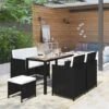 JOLI® Mode Ensemble Repas De Jardin D'extérieur - Mobilier D'extérieur 6 Pcs Résine Tressée Et Bois D'acacia Noir TOP80468 -Promos Garde Plante Boutique 93270109 1