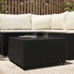 JOLI® Mode Table Intérieur Ou Extérieur - Table Basse De Jardin Carré Noir 50x50x30 Cm Résine Tressée TOP33302