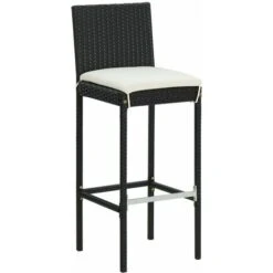 Ensemble De Bar De Jardin 5 Pcs Avec Coussins Noir Poly Rotin VidaXL -Promos Garde Plante Boutique 93382125 4