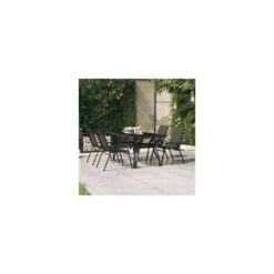 Table De Jardin Noir 140x70x70 Cm Acier Et Verre -Promos Garde Plante Boutique 93431477 2