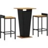 Ensemble De Bar Jardin 3 Pcs Noir Poly Rotin/bois Massif Acacia VidaXL