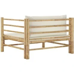 Canapé De Jardin,Canapé De Jardin Avec Coussins Blanc Crème Bambou -Promos Garde Plante Boutique 93577778 4