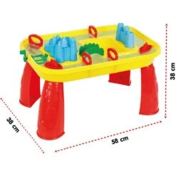 PILSAN Table De Sable Et D'eau, Jaune Et Rouge, Table Jeu D'Eau Construction Robuste A Partir De 3 Ans Comprend 9 Accessoires Facile à Assembler Dimensions 58x38x38 Cm -Promos Garde Plante Boutique 94494837 5