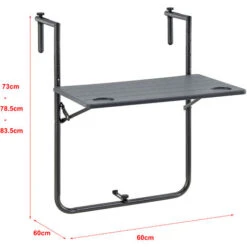 Nova Table Suspendue à Un Balcon Pliant De La Forme Rectangulaire Gris Foncé 9 Nova Table Suspendue à Un Balcon Pliant De La Forme Rectangulaire Gris Foncé -Promos Garde Plante Boutique 94572439 3