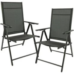 Lot De 2 Chaises De Jardin Pliantes - Ultra Légère - Noir - MaxxGarden