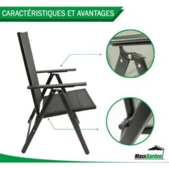 Lot De 2 Chaises De Jardin Pliantes - Ultra Légère - Noir - MaxxGarden -Promos Garde Plante Boutique 94676268 4