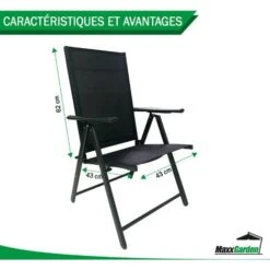 Lot De 2 Chaises De Jardin Pliantes - Ultra Légère - Noir - MaxxGarden -Promos Garde Plante Boutique 94676268 5
