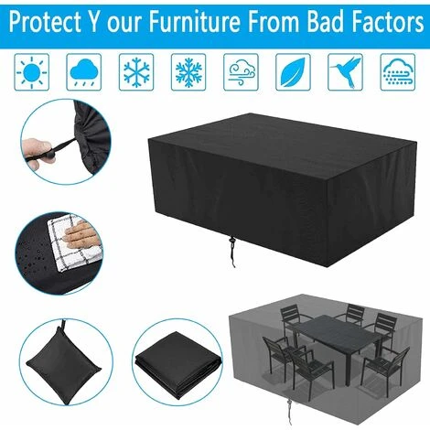 RHAFAYRE Housse De Protection Imperméable Pour Meubles De Jardin, Housse De Table Exterieur Rectangulaire, Housse Salon De Jardin Carré, Bâche De Protection Pour Mobilier 200x200x80cm 5 RHAFAYRE Housse De Protection Imperméable Pour Meubles De Jardin, Housse De Table Exterieur Rectangulaire, Housse Salon De Jardin Carré, Bâche De Protection Pour Mobilier 200x200x80cm – Image 3