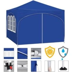 WOLTU Tonnelle De Jardin. Pergola Pliante 3x3m Avec 4 Parois Latérales. Hauteur Réglable. Imperméable. Protection De UV. Bleu 11 WOLTU Tonnelle De Jardin. Pergola Pliante 3x3m Avec 4 Parois Latérales. Hauteur Réglable. Imperméable. Protection De UV. Bleu -Promos Garde Plante Boutique 95616899 5