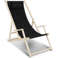 Randaco Chaise Longue Avec Accoudoirs Chaise Longue Pliable Confortable Chaise Longue En Bois Noir