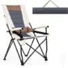 COSTWAY Chaise Pliante Camping Charge 150 KG, Fauteuil Pliant Camping Extérieur Portable Cadre Métal, Porte-Gobelet, Dossier Haut, Accoudoirs, Coussin Lombaire, Pour Plage, Pique-Nique, Jardin, Pêche