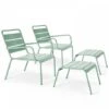 Lot De 2 Fauteuils Relax Avec Repose-pieds En Métal Vert Sauge - Palavas -Promos Garde Plante Boutique 96269210 1